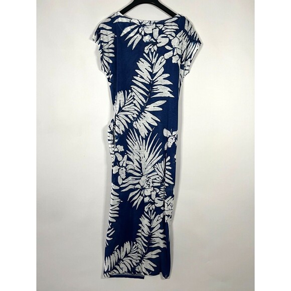 Polo Ralph Lauren Linen Maxi Dress Faux Wrap Medium Floral Resort Wear Tropical - Picture 7 of 10